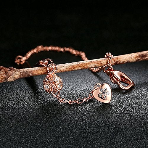 ASHMITA Charm Chain Bracelets for Women Rose Gold CZ Heart Bangle Jewelry Gift … - Image 4