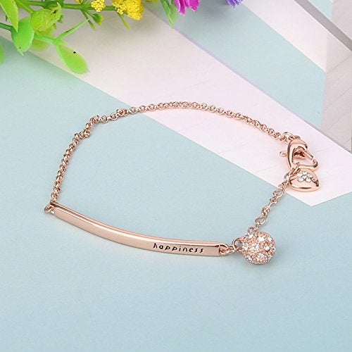 ASHMITA Charm Chain Bracelets for Women Rose Gold CZ Heart Bangle Jewelry Gift … - Image 3