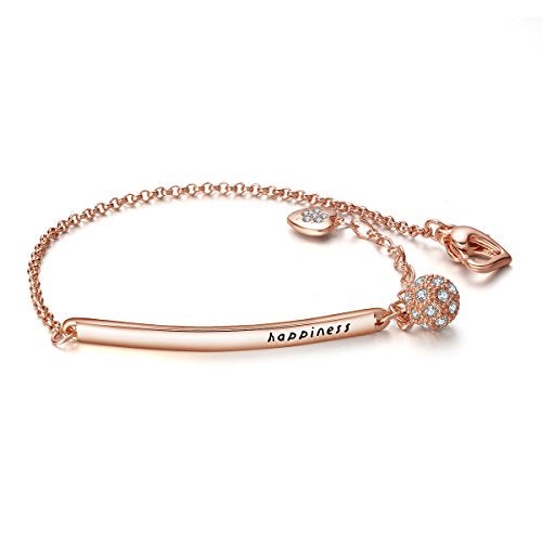 ASHMITA Charm Chain Bracelets for Women Rose Gold CZ Heart Bangle Jewelry Gift … - Image 1