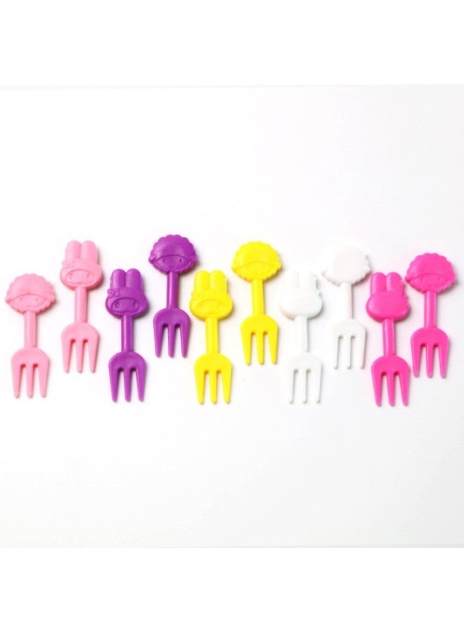Creative Cartoon Children's Plastic Fruit Sign Home Creative Color Fruit Fork Suit Wholesale-Color:Opp Bag-Specifications: Bunny Style  - Image 1