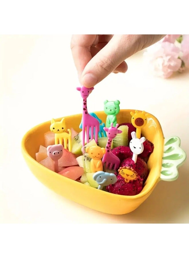 Creative Cartoon Children's Plastic Fruit Sign Home Creative Color Fruit Fork Suit Wholesale-Color:Opp Bag-Specifications: Bunny Style  - Image 4