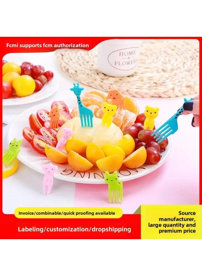 Creative Cartoon Children's Plastic Fruit Sign Home Creative Color Fruit Fork Suit Wholesale-Color:Opp Bag-Specifications: Bunny Style  - Image 2