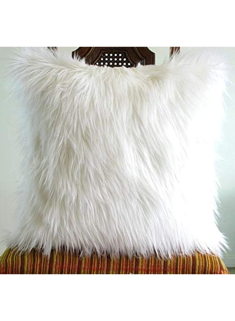 White faux fur pillow 40x40 cm with filling – Luxurious soft decorative cushion – Decorative pillow for bedrooms and living rooms