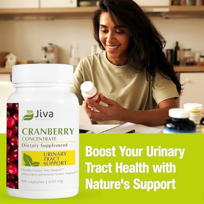 Jiva Botanicals Concentrated Cranberry Supplement - 650 mg Cranberry Powder Extract Pills for Women - High Potency for Normal Urinary Tract Health - 60 Capsules (Pack of 1) - Image 3