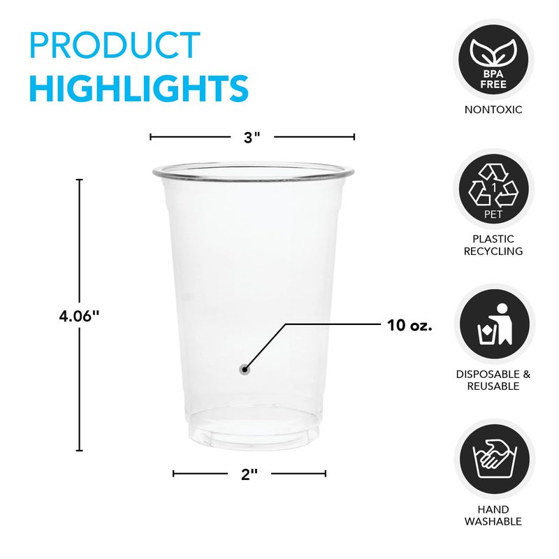 Party Essentials Disposable Clear Plastic Drinking Cups for Water  Wine  Juice  Iced Coffee and Cold Drinks  10-Ounce  100 Count - Image 1