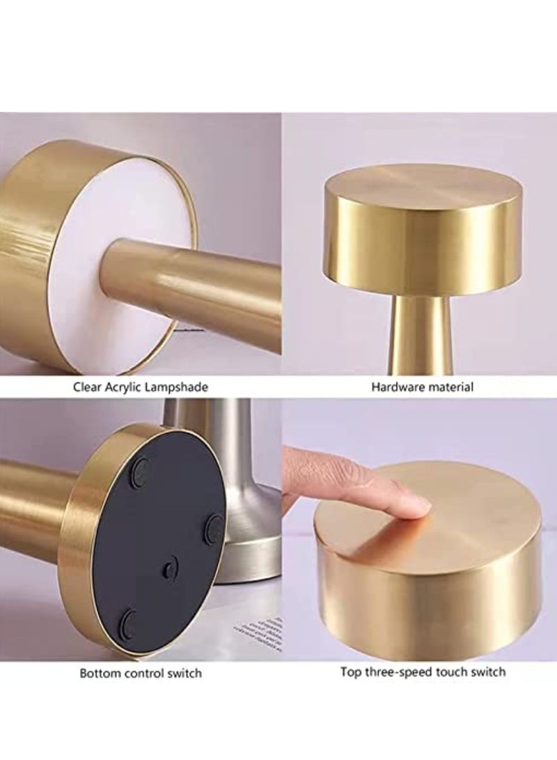 ELTRAZONE Table Lamp,Modern Rechargeable Cordless Touch Sensor LED Desk lamp 3 Ways Dimming,with USB Cord for Bar Restaurant Bedroom Bedside Nightstand Lighting (GOLD) - Image 3