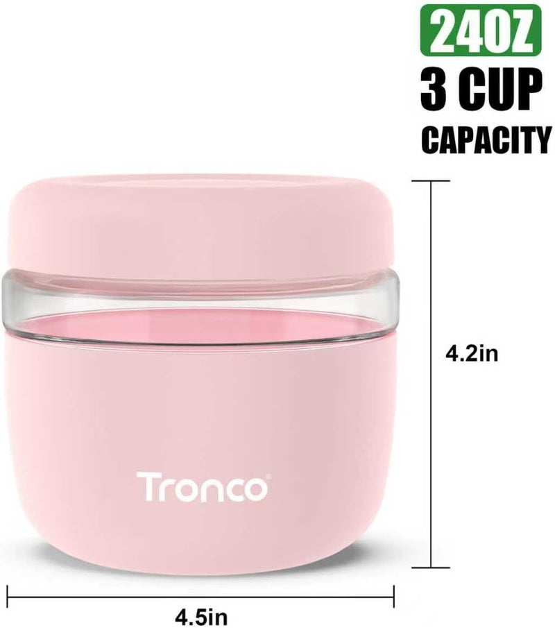 tronco 24 oz Glass Food Storage Containers with Lids, Airtight, Leak & Spill Proof Glass Lunch Bowls for Meal Prep, Salad, Yogurt, Soup & Stew, Microwave & Dishwasher Safe, BPA-Free, Set of 2 - Image 2