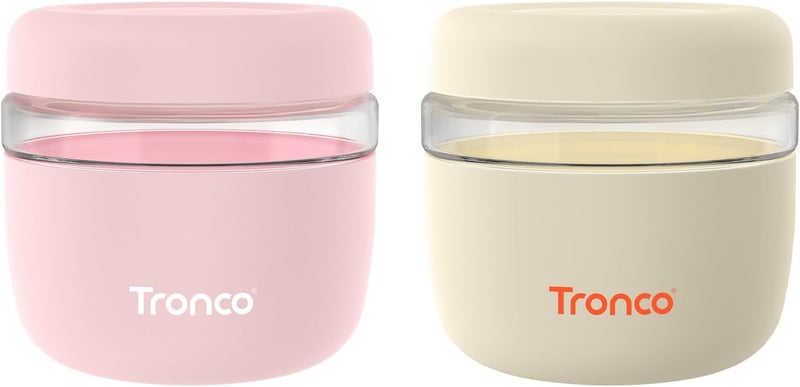 tronco 24 oz Glass Food Storage Containers with Lids, Airtight, Leak & Spill Proof Glass Lunch Bowls for Meal Prep, Salad, Yogurt, Soup & Stew, Microwave & Dishwasher Safe, BPA-Free, Set of 2 - Image 1