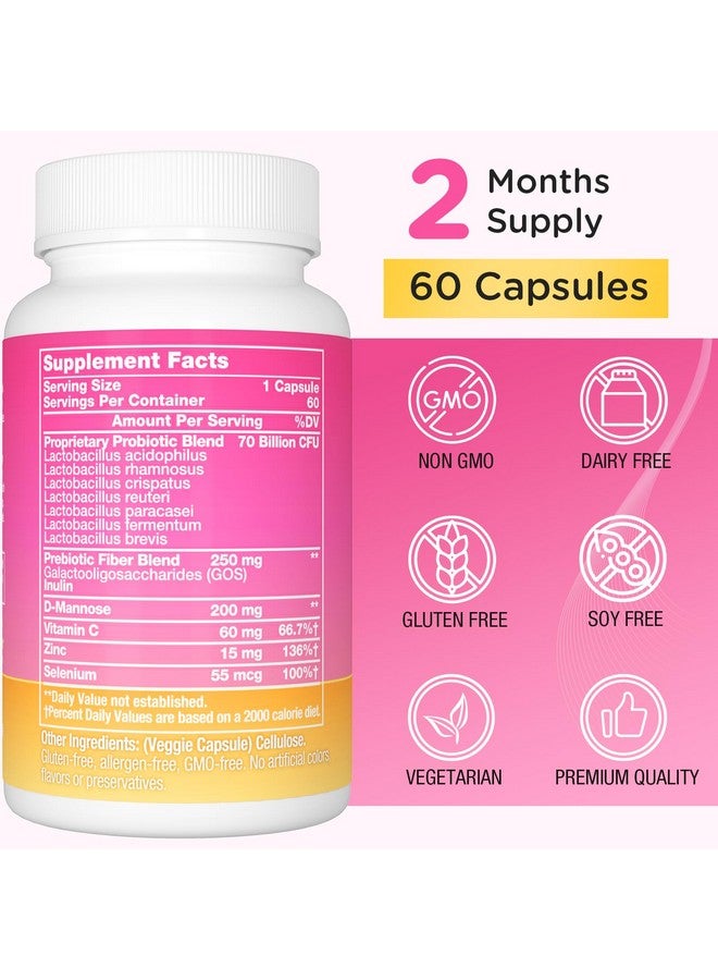 Generic 70 Billion CFUs Vaginal Probiotics, PH Balance with Probiotic & Prebiotic & D-Mannose, Women Probioticos for Odor & Flora, Yeast, vag, Urinary Health, GMO-Free, 60 Days Supply  - Image 2
