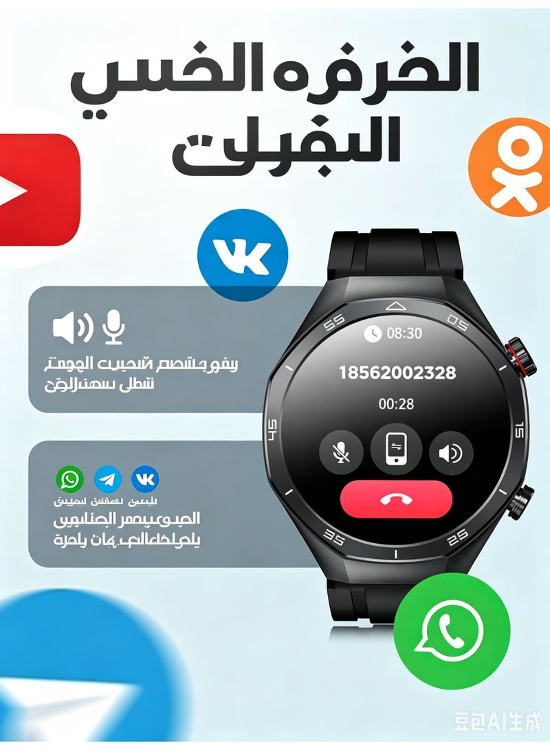 ساعة ذكية بشاشة لمس AMOLED عالية الدقة 1.52 بوصة، مكالمات بلوتوث، متتبع لياقة بدنية مقاوم للماء IP68 للرجال والنساء، مراقبة معدل ضربات القلب وضغط الدم، متوافقة مع Android و iOS - Image 3