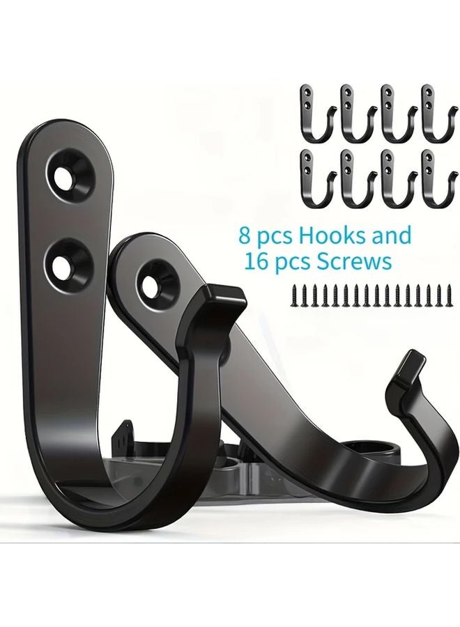 Set of 24 Heavy Duty Iron Coat Hooks 8 Hooks 16 Screws Anti Rust Wall Mounted Hangers - Image 1