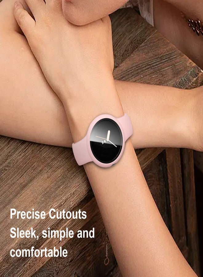 HASDON [2 Pack] Compatible with Google Pixel Watch 2(2023) / Pixel Watch Case with Tempered Glass Screen Protector, Matte Full Coverage Protective Cover Bumper - Image 3