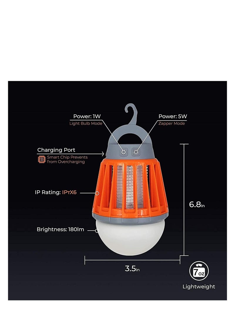 Excefore Bug Bulb, 2 in 1 Camping Lantern, Electric Bug Zapper Light Bulb, Portable Waterproof, Mosquito, Gnat, Fly Killer, LED Tent Lamp - Image 2