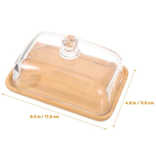 Cabilock Small Wood Cake Stand with Glass Cover 8x46 Inch Rectangle Dessert Display Plate Clear Glass Lid Cupcake Holder for Wedding Birthday Party Serving - Image 3