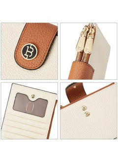Bostanten BOSTANTEN Leather Wallets for Women RFID Blocking Slim Bofild Purse Card Holder with Zipper Pocket Beige Brown  - Image 5
