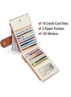 Bostanten BOSTANTEN Leather Wallets for Women RFID Blocking Slim Bofild Purse Card Holder with Zipper Pocket Beige Brown  - Image 3