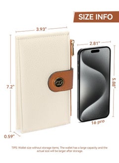 Bostanten BOSTANTEN Leather Wallets for Women RFID Blocking Slim Bofild Purse Card Holder with Zipper Pocket Beige Brown  - Image 2