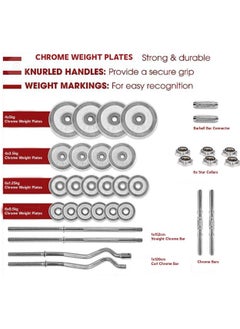 Yalla HomeGym Homegym 55Kg Adjustable Chrome Dumbbell Barbell Set With Carry Case, Versatile Chrome Set With Straight Barbell, Curl Barbell  - Image 2