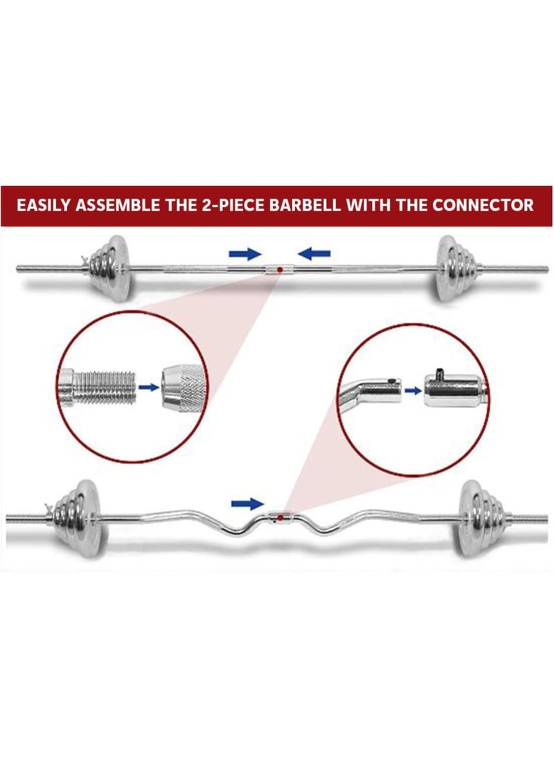 Yalla HomeGym - Homegym 55Kg Adjustable Chrome Dumbbell Barbell Set With Carry Case, Versatile Chrome Set With Straight Barbell, Curl Barbell - Image 1