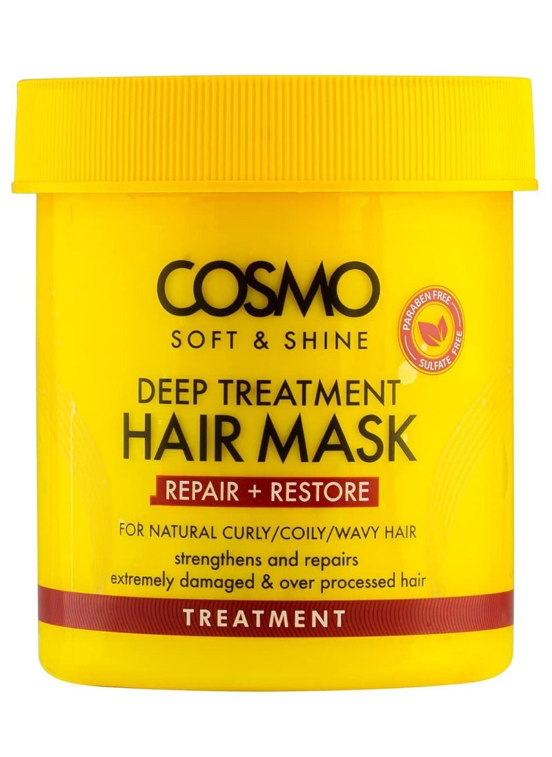 COSMO - Cosmo Soft & Shine Deep Treatment Hair Mask 450g | Repair and Restores | For Natural Curly/coily/wavy Hair | Strengthens and Repairs Damaged Hair | Yellow - Image 1