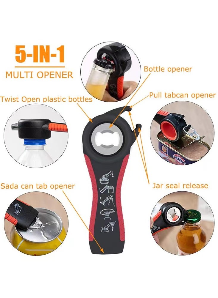 Generic - 5 in 1 Multifunction Twist Bottle Opener All in One Jar Can Red Wine Beer Lid Twist Off Easy Open Claw Kitchen Opener - Image 1