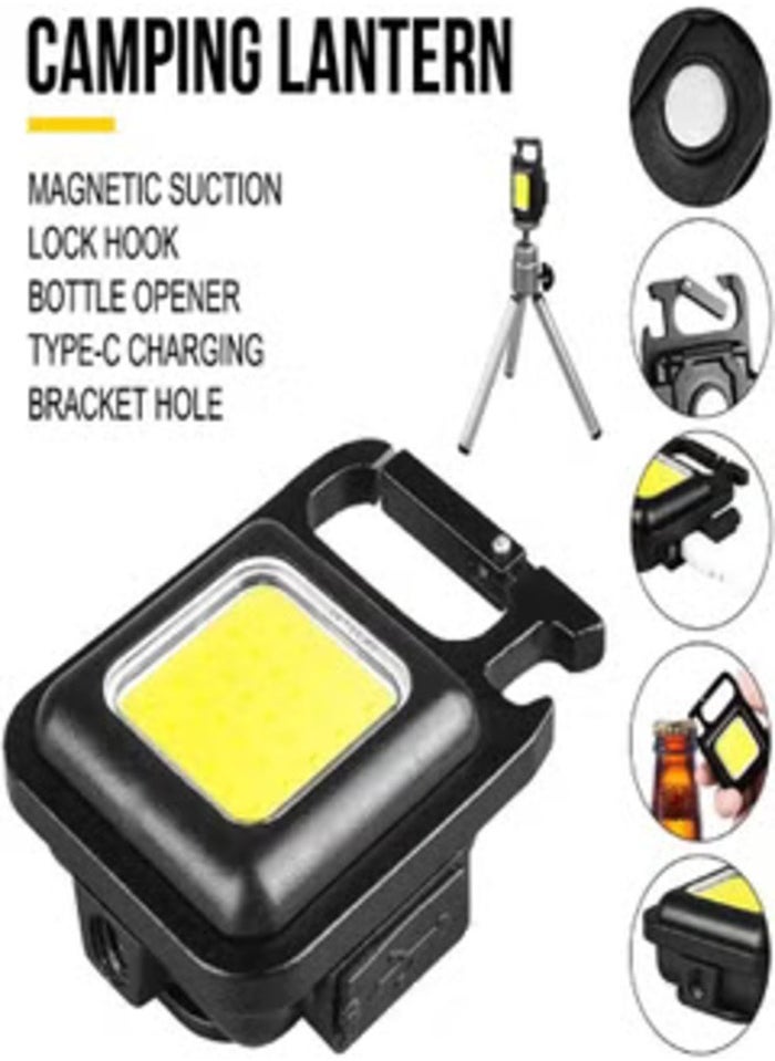 MIRFA - Key Chain LED Light 800 Lumens COB Rechargeable Keychain Mini Flashlight 4 Light Modes Portable Pocket Light with Folding Bracket Bottle Opener and Magnet Base for Fishing Walking Camping - Image 1