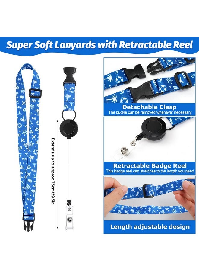 Leinuosen 7 Pcs Cruise Lanyards For Ship Cards Adjustable Cruise Pattern Lanyards With Clear Badge Holders Zipper Waterproof Luggage Tags For Cruises Ships Key Cards(Classic)  - Image 4