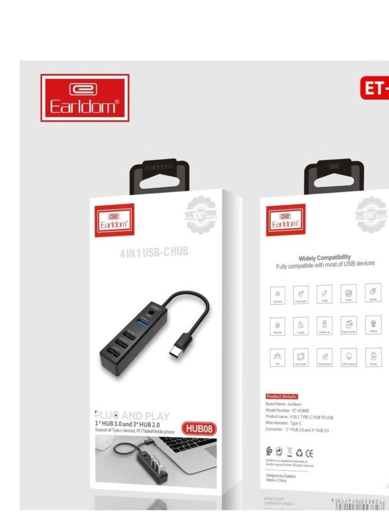 Earldom 4 in 1 USB C HUB Plug and Play Earldom Model ET-HUB08 - Image 4