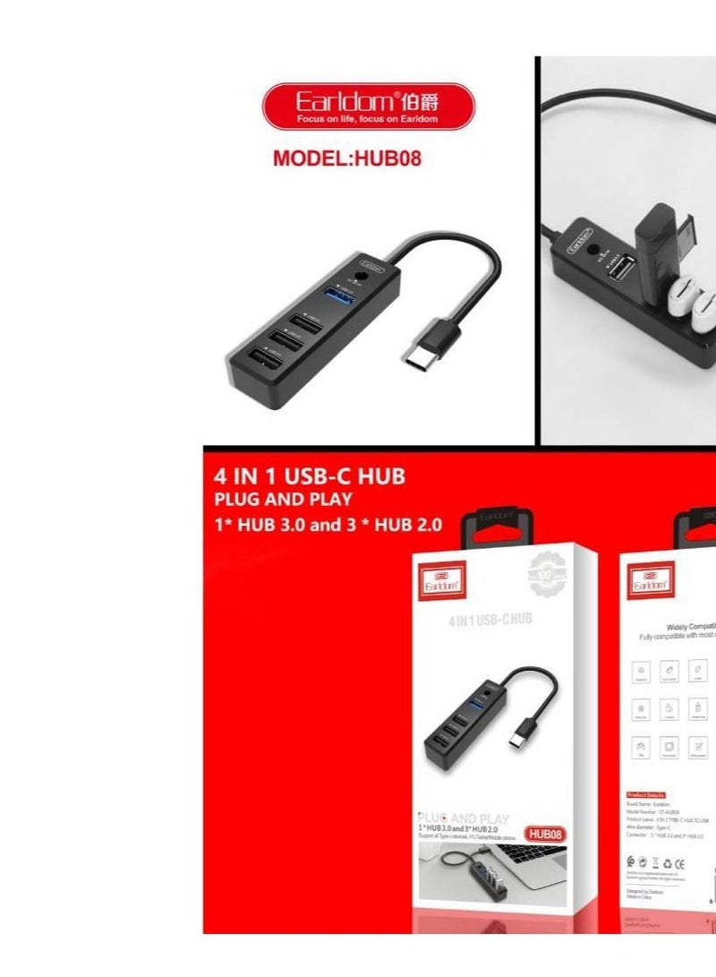 Earldom 4 in 1 USB C HUB Plug and Play Earldom Model ET-HUB08 - Image 3