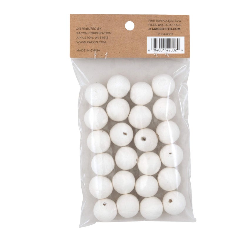 Lia Griffith Cotton Spun Paper Balls, White, 20mm, 24 Count - Image 2