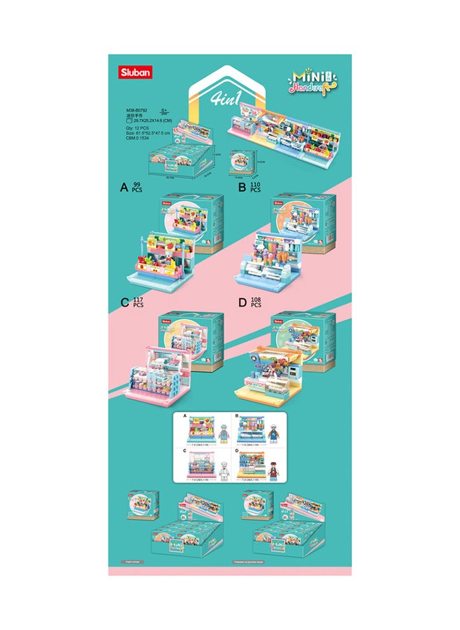 Sluban - Mini Handcraft Series - Shops Building Blocks 8 In One Box With Mini Figures For Age 6+ Years Old - Image 1
