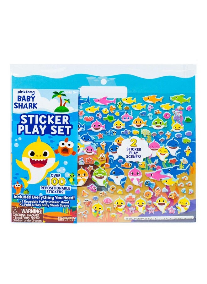 BABY SHARK - Oup Usa Baby Shark Sticker Play Set - 100 Reusable Puffy Stickers - Baby Shark Sticker Bundle For Kids Ages 3 And Up - Image 1