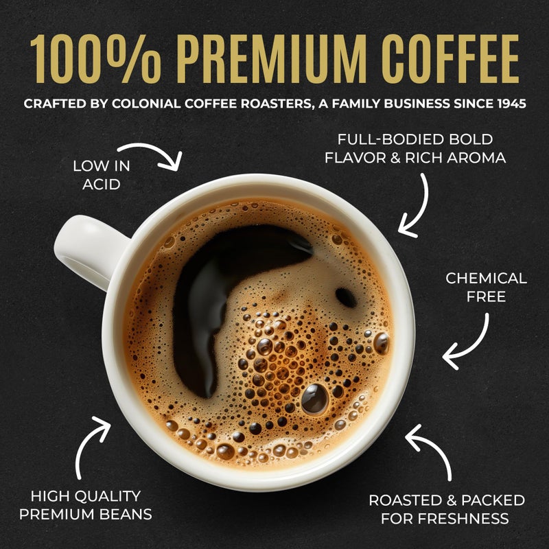 Colonial Coffee 32 Count Single Pot Coffee Packets - 100% Arabica Colombian Medium Roast | Pre-Measured Frac Packs for 12 Cup Maker | Bulk Ground Gourmet Coffee for Home & Office - Image 5