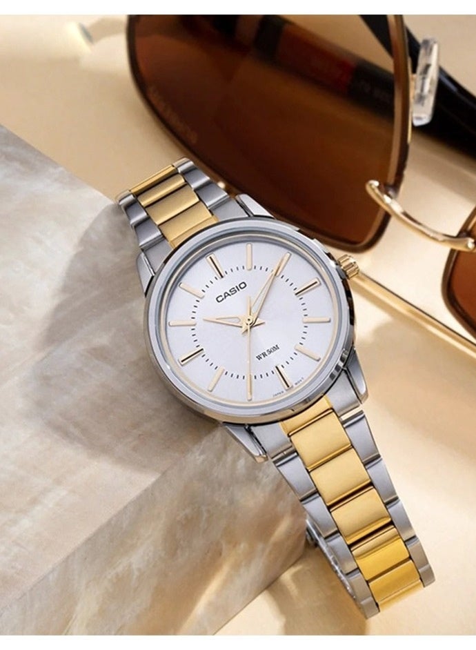 كاسيو Analog Women’s Watch LTP‑1303SG‑7AVDF, 32.5m Silver Dial, Two‑Tone Gold & Silver Ion‑Plated Stainless Steel Case & Bracelet, 50 m WR - Image 5