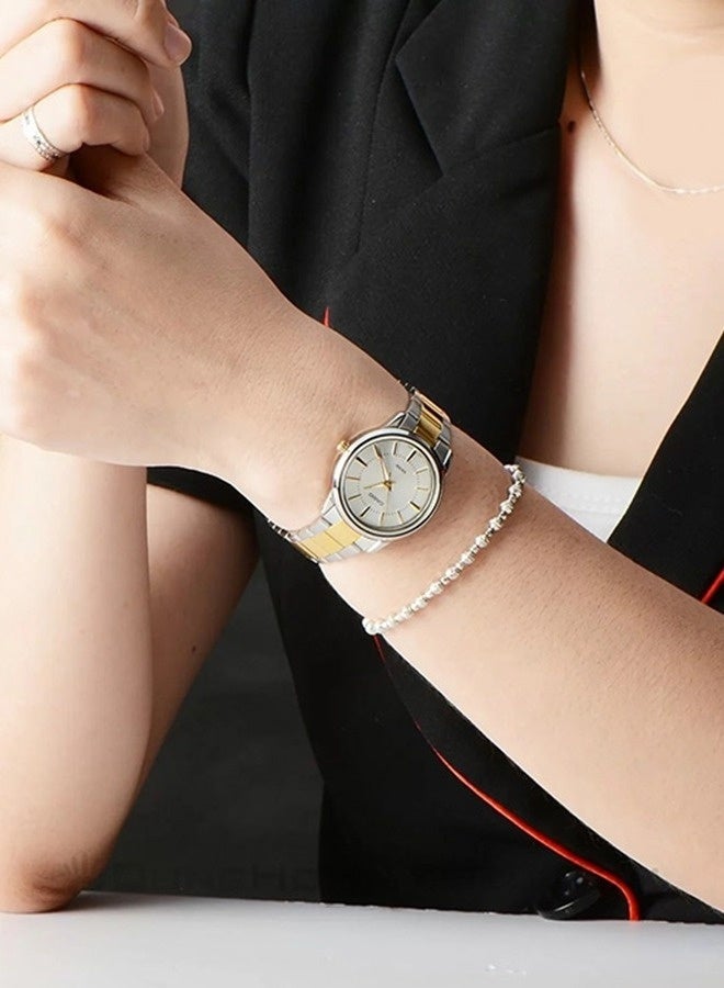 كاسيو Analog Women’s Watch LTP‑1303SG‑7AVDF, 32.5m Silver Dial, Two‑Tone Gold & Silver Ion‑Plated Stainless Steel Case & Bracelet, 50 m WR - Image 4