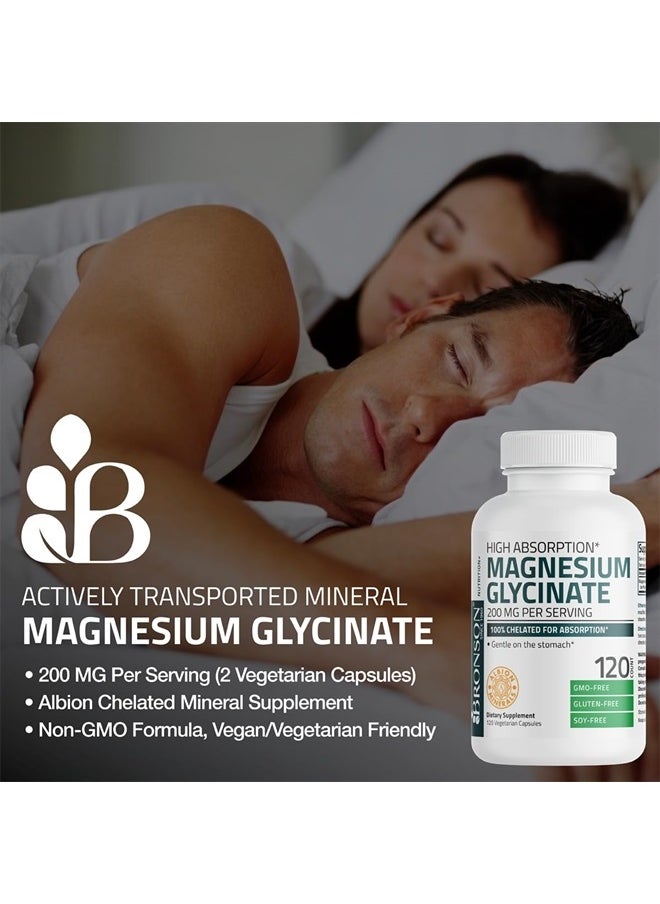 Bronson Magnesium Glycinate 200 MG per Serving 100% Chelated for High Absorption, Gentle On Stomach, Non-GMO, 60 Vegetarian Capsules  - Image 3
