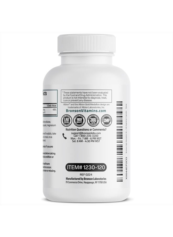 Bronson Magnesium Glycinate 200 MG per Serving 100% Chelated for High Absorption, Gentle On Stomach, Non-GMO, 60 Vegetarian Capsules  - Image 5