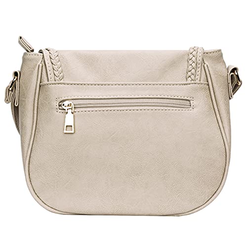 KKXIU Casual Flap Saddle Crossbody Bags for Women Purses and Handbags with Tassel (Z-Beige) - Image 5