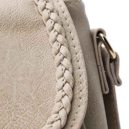 KKXIU Casual Flap Saddle Crossbody Bags for Women Purses and Handbags with Tassel (Z-Beige) - Image 3