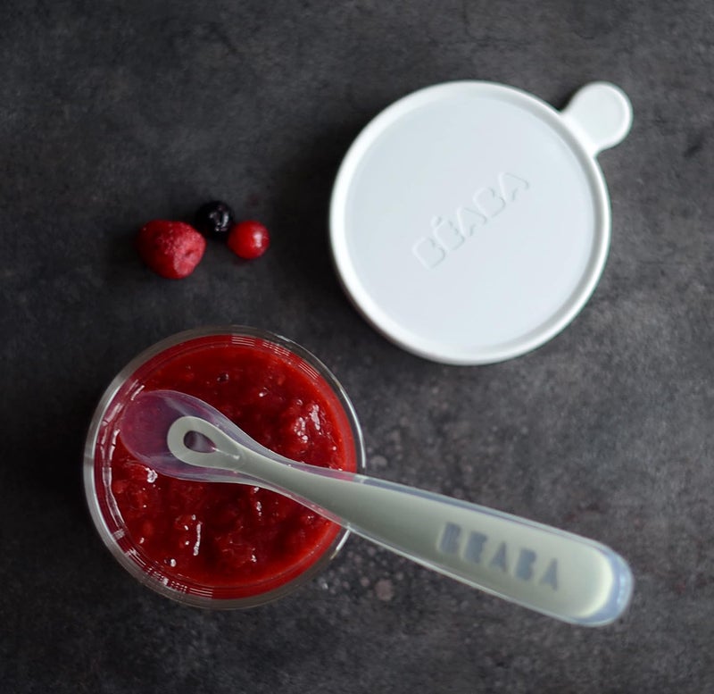 Baba BEABA Baby's First Foods Spoon Set, Original Silicone Baby Spoons, 4 Pack, BPA Lead & Phthalate Free, Gray - Image 2