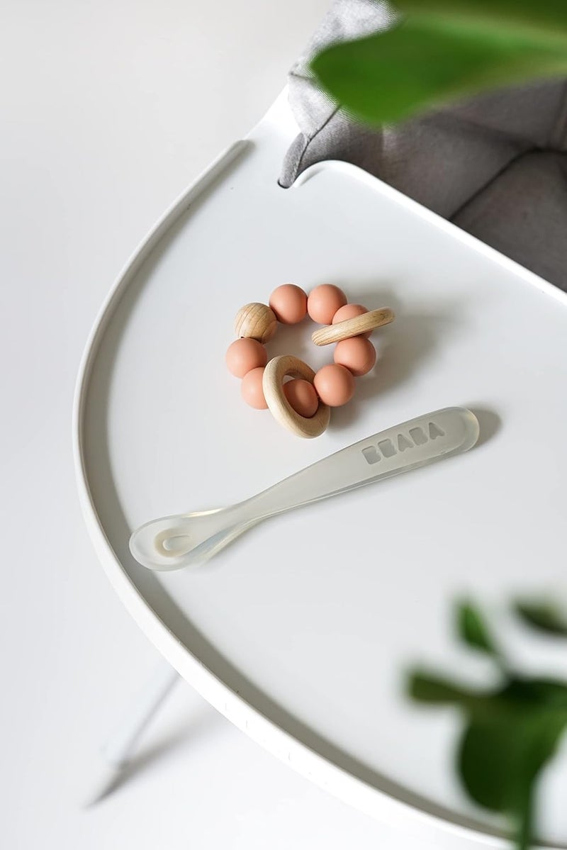 Baba BEABA Baby's First Foods Spoon Set, Original Silicone Baby Spoons, 4 Pack, BPA Lead & Phthalate Free, Gray - Image 3