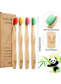BOAO 16 Pcs Kids Bamboo Toothbrush Soft Bristle Natural Toothbrush Wooden Toothbrushes Kids Toothbrush with Colorful Bristles and Ergonomic Animal Designs Handles for Kids  - Image 2