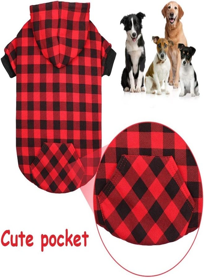 PETANGEL Dog Hoodie British Style Plaid Pet Sweaters with Hat Fleece Cold Weather Dog Hoodies with Pocket Windproof Pullover Pet WinterSweatshirts for Small Medium Dogs with Harness Hole (Size: L) - Image 3