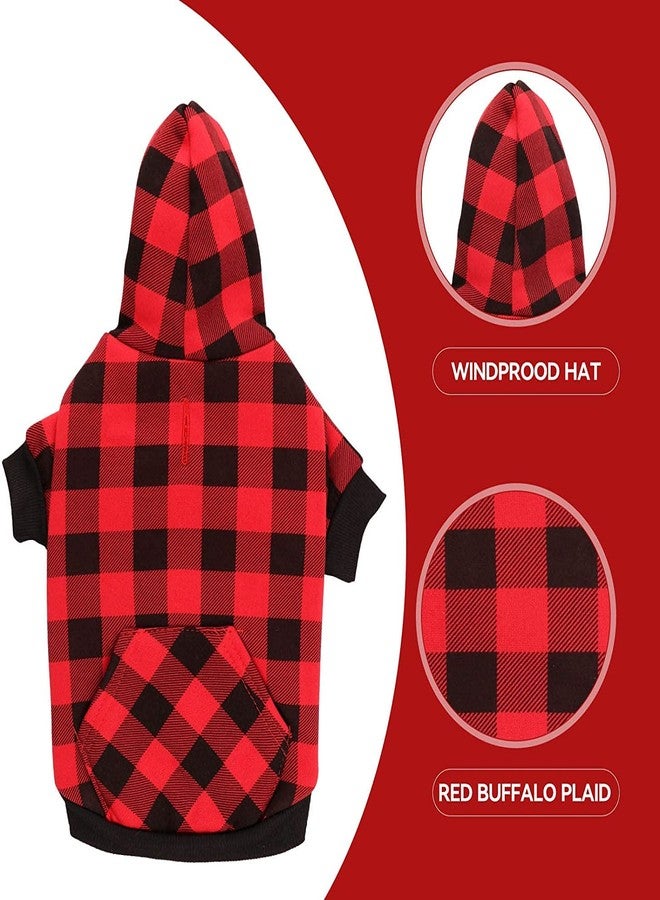PETANGEL Dog Hoodie British Style Plaid Pet Sweaters with Hat Fleece Cold Weather Dog Hoodies with Pocket Windproof Pullover Pet WinterSweatshirts for Small Medium Dogs with Harness Hole (Size: L) - Image 4