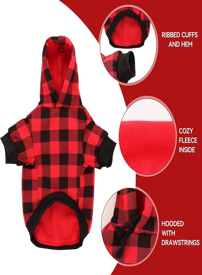 PETANGEL Dog Hoodie British Style Plaid Pet Sweaters with Hat Fleece Cold Weather Dog Hoodies with Pocket Windproof Pullover Pet WinterSweatshirts for Small Medium Dogs with Harness Hole (Size: L) - Image 2