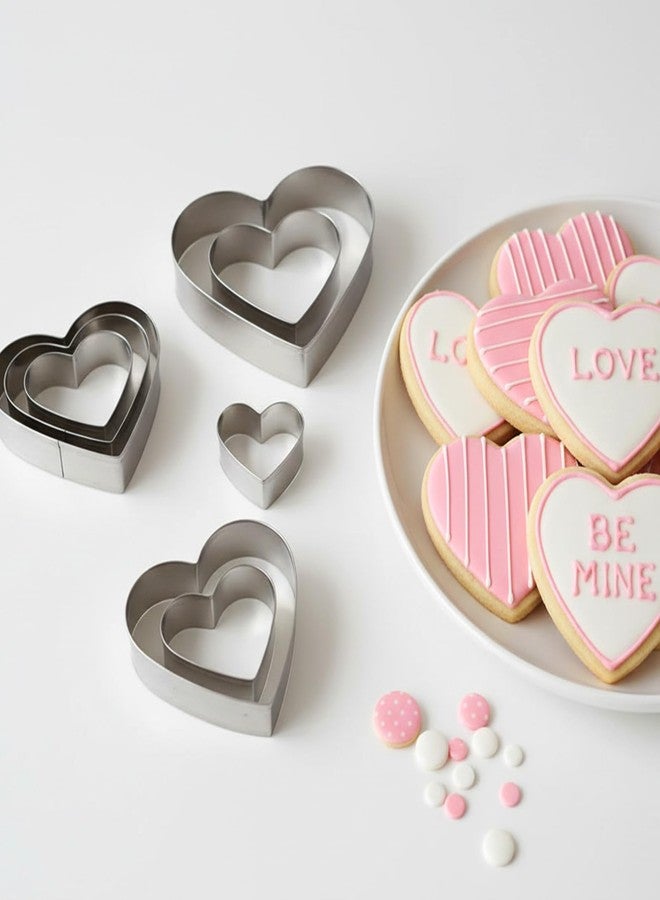 WJIAAA Heart Cookie Cutter,10 Pcs Stainless Steel Heart Shaped Cookie Cutter,Sandwich Cutters for Lunch Lover Wedding Present for Sandwiches Biscuit (3.3 2.6 2.0 1.5 1.1in) - Image 4