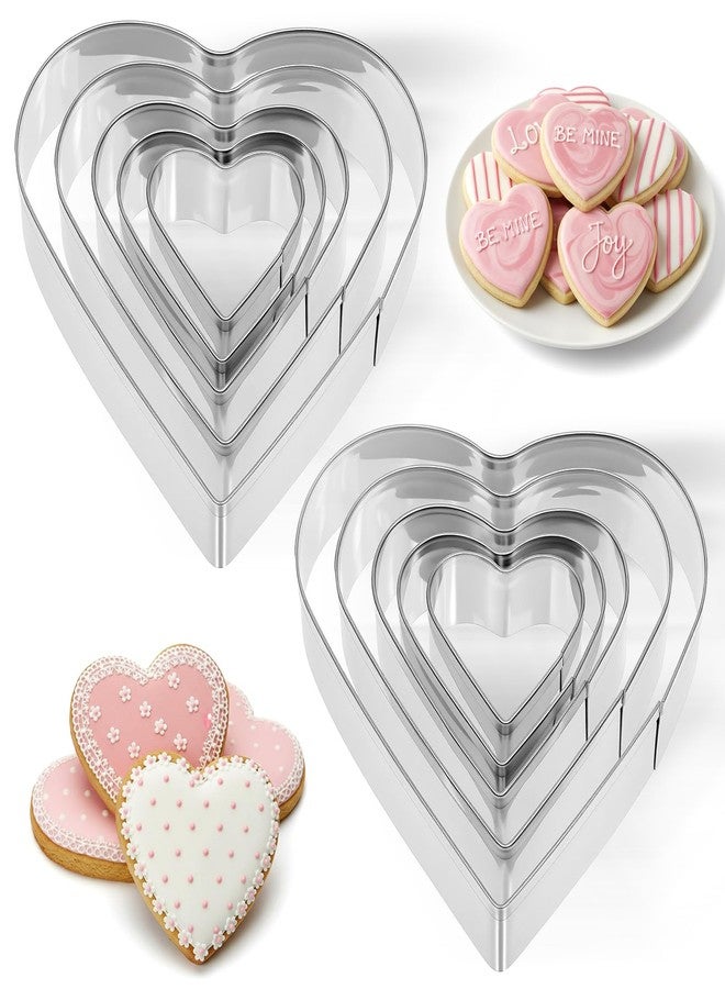 WJIAAA Heart Cookie Cutter,10 Pcs Stainless Steel Heart Shaped Cookie Cutter,Sandwich Cutters for Lunch Lover Wedding Present for Sandwiches Biscuit (3.3 2.6 2.0 1.5 1.1in) - Image 1