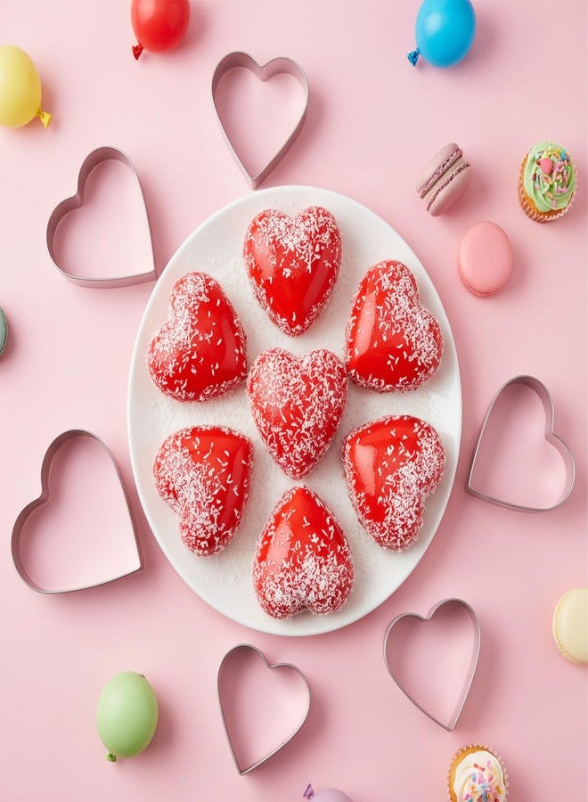 WJIAAA Heart Cookie Cutter,10 Pcs Stainless Steel Heart Shaped Cookie Cutter,Sandwich Cutters for Lunch Lover Wedding Present for Sandwiches Biscuit (3.3 2.6 2.0 1.5 1.1in) - Image 3