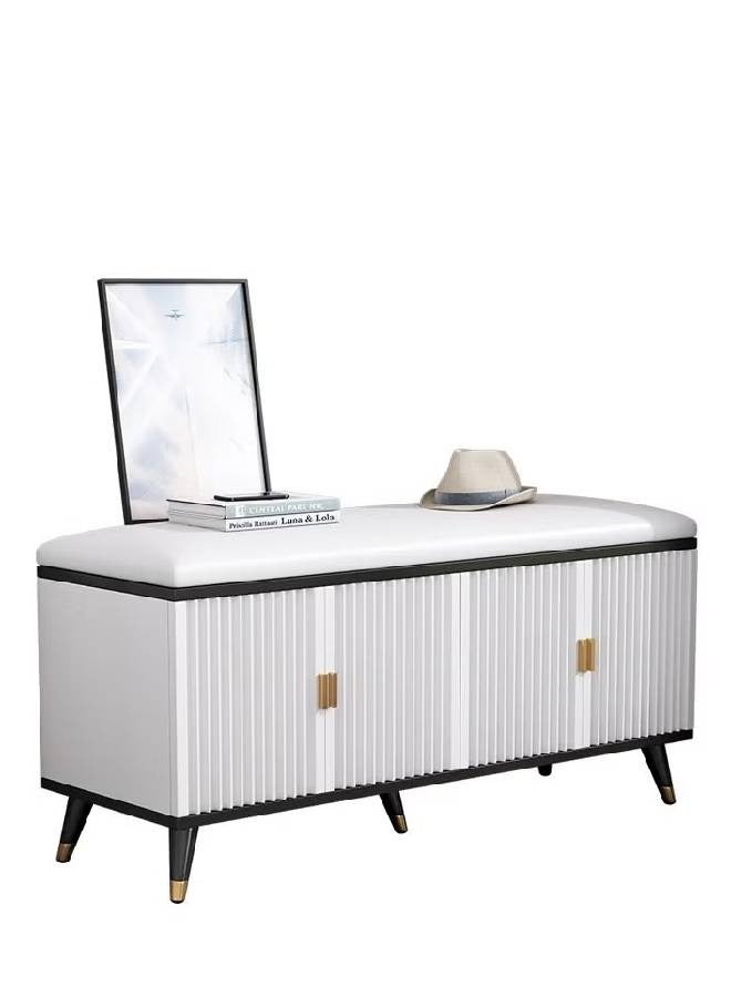 إن كي أكس مدخل عصري، خزانة أحذية، منظم أحذية، مقعد جلدي مريح، 90 سم - Image 2