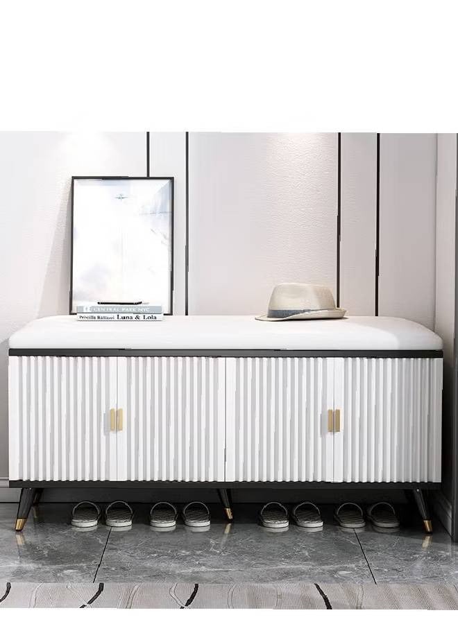 إن كي أكس مدخل عصري، خزانة أحذية، منظم أحذية، مقعد جلدي مريح، 90 سم - Image 4